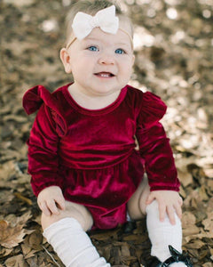 Rhodes Velour Bubble Shorty Romper - Candy Apple Red: 0-3months