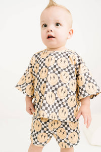 Lightning Checkered Smiley Slouchy Set