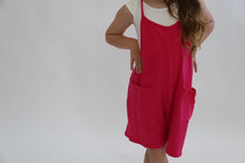 Load image into Gallery viewer, Overall cotton Romper/Hot pink
