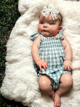 Load image into Gallery viewer, Blue Gingham / Organic Smocked Set (Baby - Kids)
