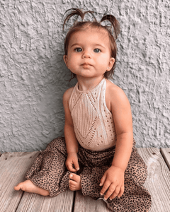 Drake Crochet Halter Romper - Vanilla Cream