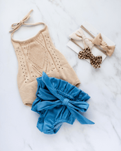 Load image into Gallery viewer, Drake Crochet Halter Romper - Vanilla Cream
