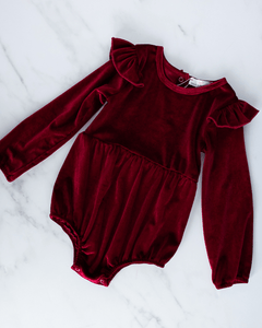 Rhodes Velour Bubble Shorty Romper - Candy Apple Red: 0-3months