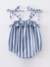 Load image into Gallery viewer, Blue stripe Bubble Romper
