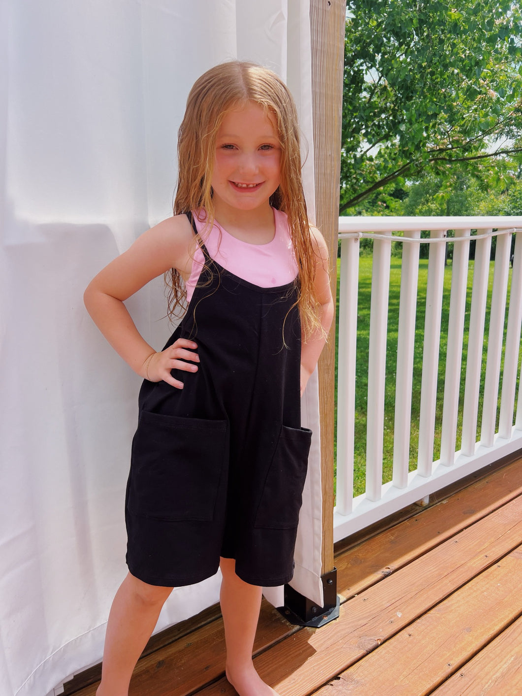 Overall cotton Romper/Black