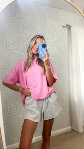 Casual Days Acid Wash Tee- Candy Pink