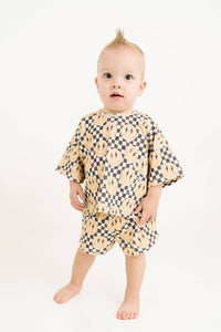 Lightning Checkered Smiley Slouchy Set