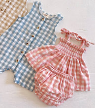 Load image into Gallery viewer, Pink Gingham / Organic Smocked Set (Baby - Kids)
