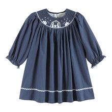 Load image into Gallery viewer, Nativity Smocked Bishop Dress- Navy
