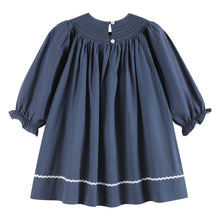 Load image into Gallery viewer, Nativity Smocked Bishop Dress- Navy
