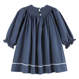 Nativity Smocked Bishop Dress- Navy