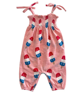 Popsicle Pink / Organic Smocked Jumpsuit (Baby - Kids)