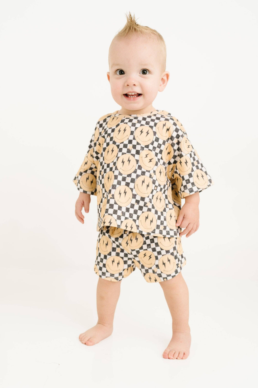 Lightning Checkered Smiley Slouchy Set