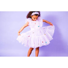 Load image into Gallery viewer, Girls Butterfly Patch Lilac Iridescent Tulle Dress
