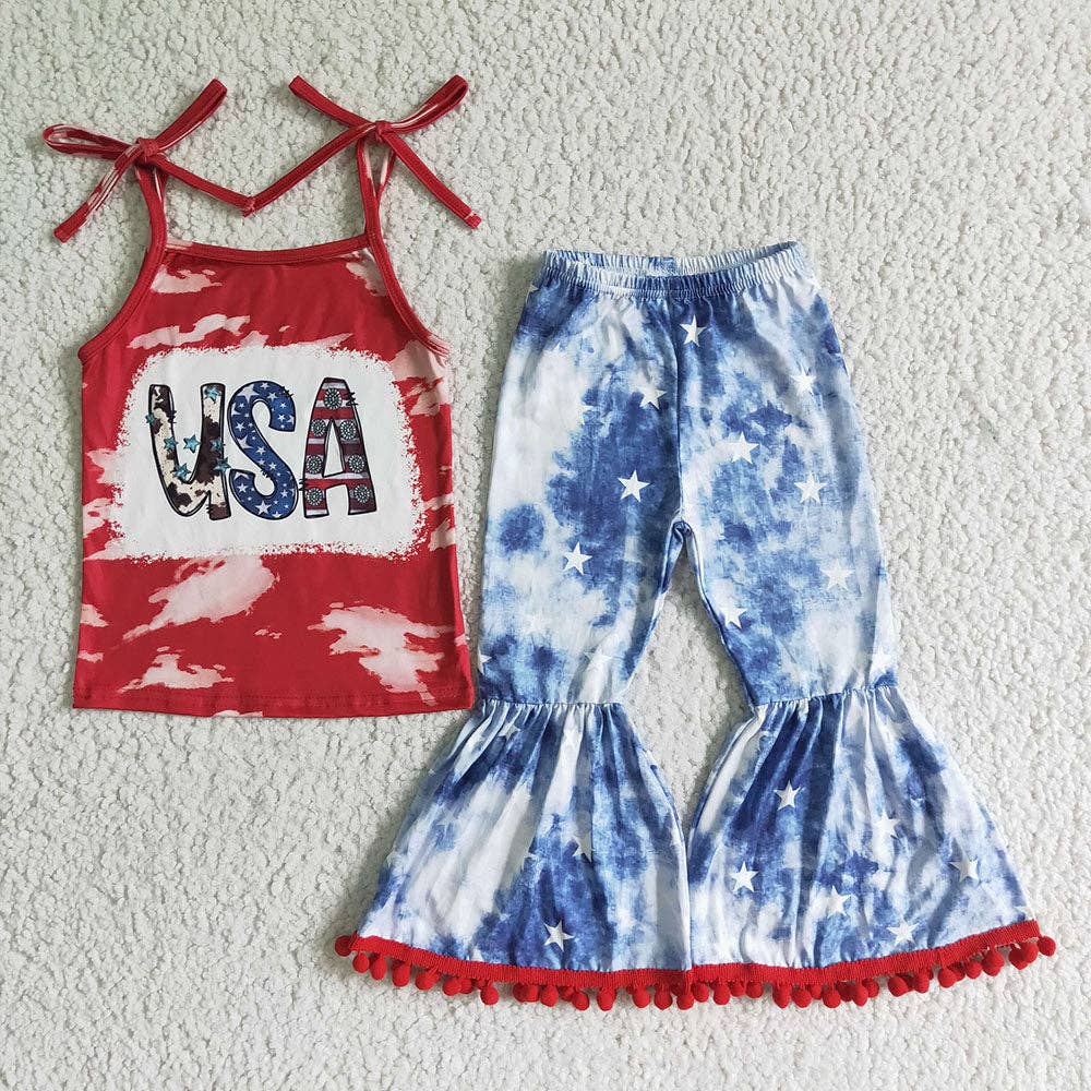 Girls 4th of July star pants bell sets