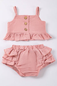 Pink ruffle baby girl set