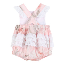 Load image into Gallery viewer, Girls Vintage pink rose angel sleeve bubble romper
