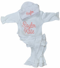 Load image into Gallery viewer, Baby Girl Ruffle Romper *embroidery*
