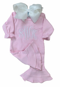 Pink Stripe Infant ruffle Romper for embroidery
