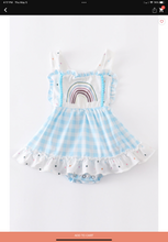 Load image into Gallery viewer, Infant blue plaid ruffle romper
